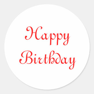 Adesivo Feliz aniversário. Vermelho e Branco. Personalizad