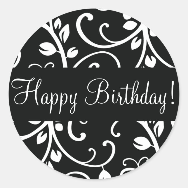 Adesivo Feliz Aniversário Vinha Floral Envelope Vinha Vinh (Frente)