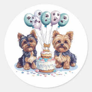 Adesivo Feliz aniversário Yorkie Dog