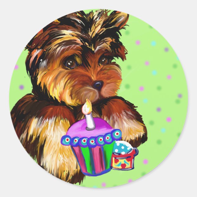 ADESIVO FELIZ ANIVERSÁRIO YORKIE POO (Frente)
