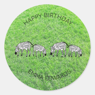 Adesivo Feliz Aniversário, Zebras Quenianas Felizes e Boni