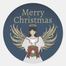 Adesivo Feliz Anjo de Natal Asas Elegantes Neutras