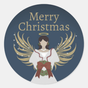 Adesivo Feliz Anjo de Natal Asas Elegantes Neutras