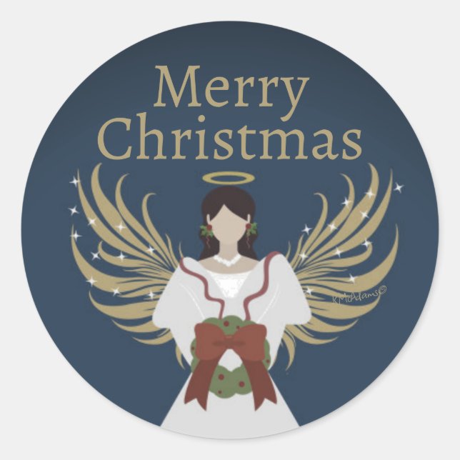 Adesivo Feliz Anjo de Natal Asas Elegantes Neutras (Frente)
