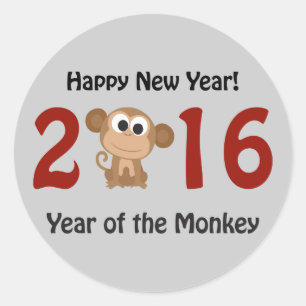 Adesivo Feliz ano novo 2016 Ano do Macaco