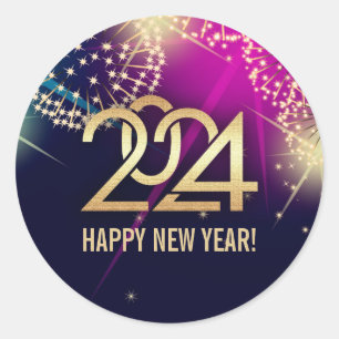 Adesivo feliz ano novo 2022. Design do Fireworks