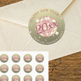 Adesivo Feliz ano novo 2025 dourado rosa