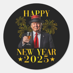 Adesivo Feliz ano novo 2025 Engraçado Trump Ano Novo Ameri