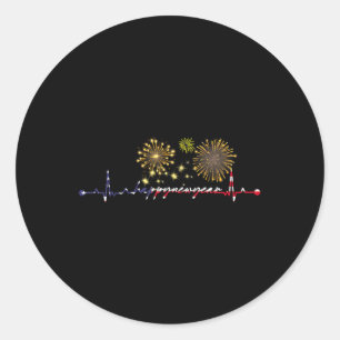 Adesivo Feliz ano novo 2025 Heartbeat Flag American Xmas F