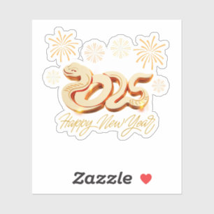 Adesivo Feliz Ano Novo 2025 O Ano Chinês da Serpente