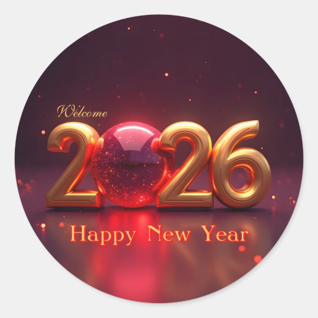 Adesivo Feliz ano novo 2026 (Frente)