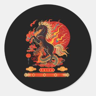 Adesivo Feliz Ano Novo 2026 Ano Novo Chinês Zodíaco Cavalo