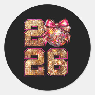 Adesivo Feliz Ano Novo 2026 Bola de Discoteca Nk Coquette