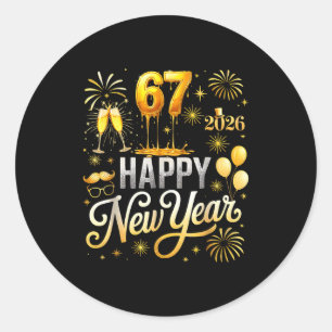 Adesivo Feliz Ano Novo 2026 Festa de Ano Novo 67 Seis Sete