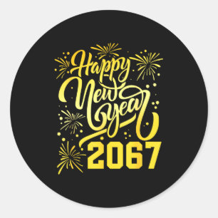 Adesivo Feliz Ano Novo 2067 Engraçado 67 Seis Sete Meme An