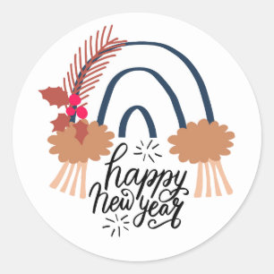 Adesivo Feliz Ano Novo Boho Arco-íris