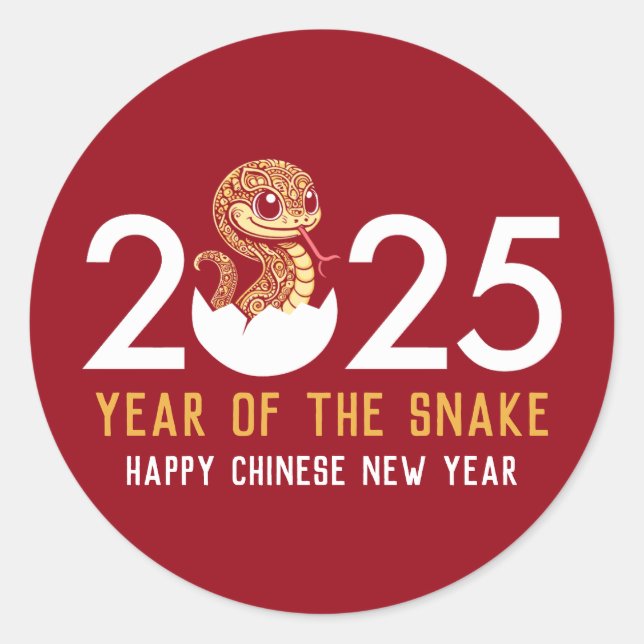 Adesivo Feliz Ano Novo Chinês da Cobra 2025 (Frente)