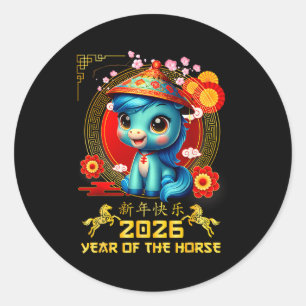 Adesivo Feliz Ano Novo Chinês do Cavalo 2026 Lunar Novo