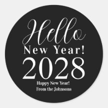 Feliz ano novo de Ano Novo Preto e Branco