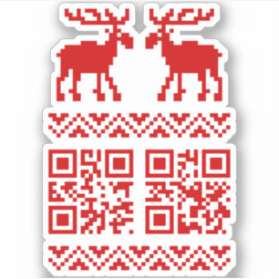 Adesivo Feliz ano novo de código QR do Sweater de Natal F