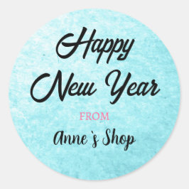 Adesivo Feliz ano novo de Nome de Marca Personalizado Azul