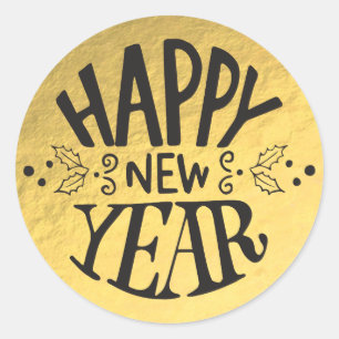 Adesivo Feliz ano novo de Script de Glam de Feriado de Fol