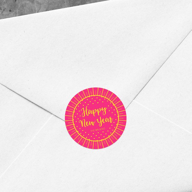 Adesivo Feliz ano novo de Script de Inicialização Rosa Vib (Criador carregado)