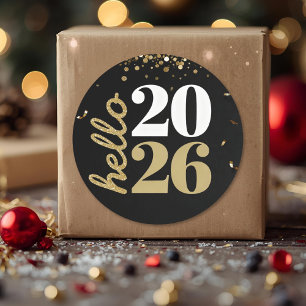 Adesivo feliz ano novo dourado brilhante