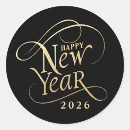 Adesivo Feliz ano novo Elegante preto Dourado