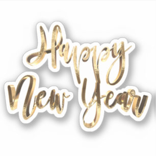 Adesivo Feliz ano novo Festivo Elegante Dourado