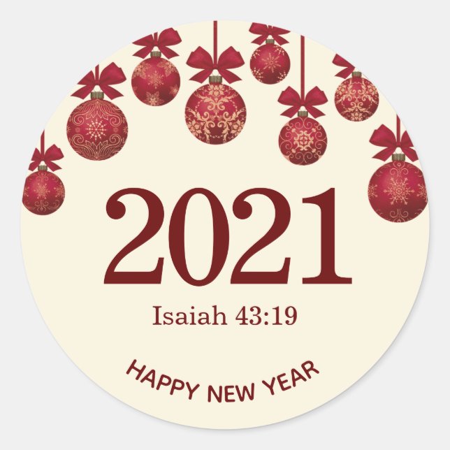 Adesivo Feliz ano novo | Isaiah 43:19 Natal | 2021 (Frente)