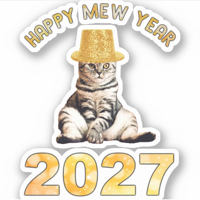 Adesivo Feliz Ano Novo Mew 2027 (Frente)