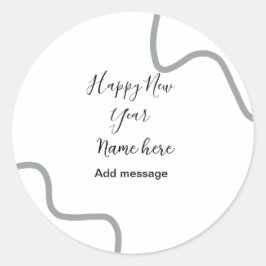 Adesivo Feliz ano novo nome mensagem cinza simples feriado