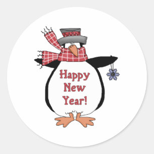 Adesivo Feliz ano novo Pinguim