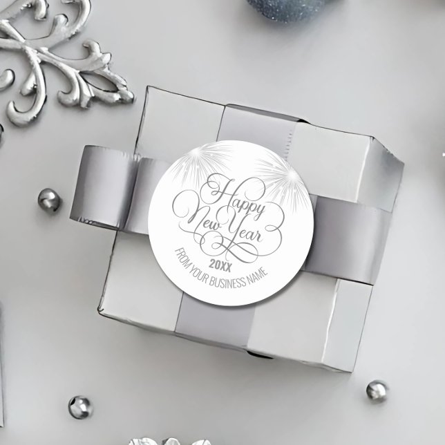Adesivo Feliz ano novo Silver Script (Criador carregado)