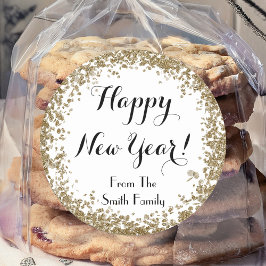 Adesivo Feliz ano novo Simples Dourado e Branco