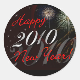 Adesivo Feliz ano novo Stickers - 2010 com Fireworks