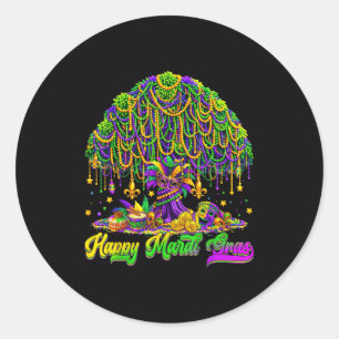 Adesivo Feliz Árvore de Mardi Gras Contas Máscara Carnaval
