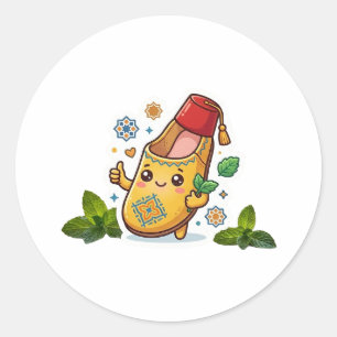 Adesivo Feliz Balgha Marroquina Kawaii - Amarelo Tradicion