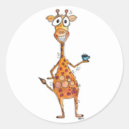 Adesivo Feliz Bebendo de Girafa do Whimsso Café