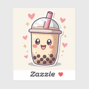 Adesivo Feliz Bebida Boba – Chá de Leite Pastel Kawaii
