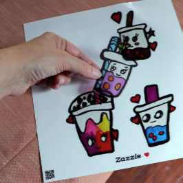 Adesivo Feliz Boba Tea Bubble Teas Bobas Kawaii