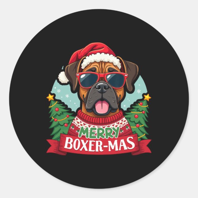 Adesivo Feliz Boxer-mas Bonito Boxer - Natal (Frente)