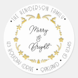 Adesivo Feliz Bright Family Address Deer Stars Dourado Whi