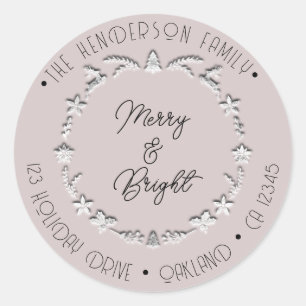 Adesivo Feliz Bright Family Address Deer Stars Silver Rosa