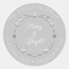 Adesivo Feliz Bright Family Address Deer Wreath Silver