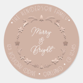 Adesivo Feliz Bright Family Address Wreath Deer Rosa cor-d