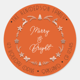 Adesivo Feliz Bright Family Address Wreath Deer RoseOrange