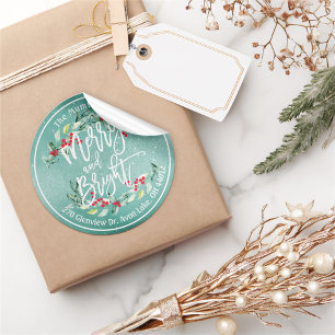 Adesivo Feliz Bright Felry Natal Holly Endereço Floral