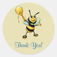 Feliz Bumble Bee com uma colher de mel Obrigado